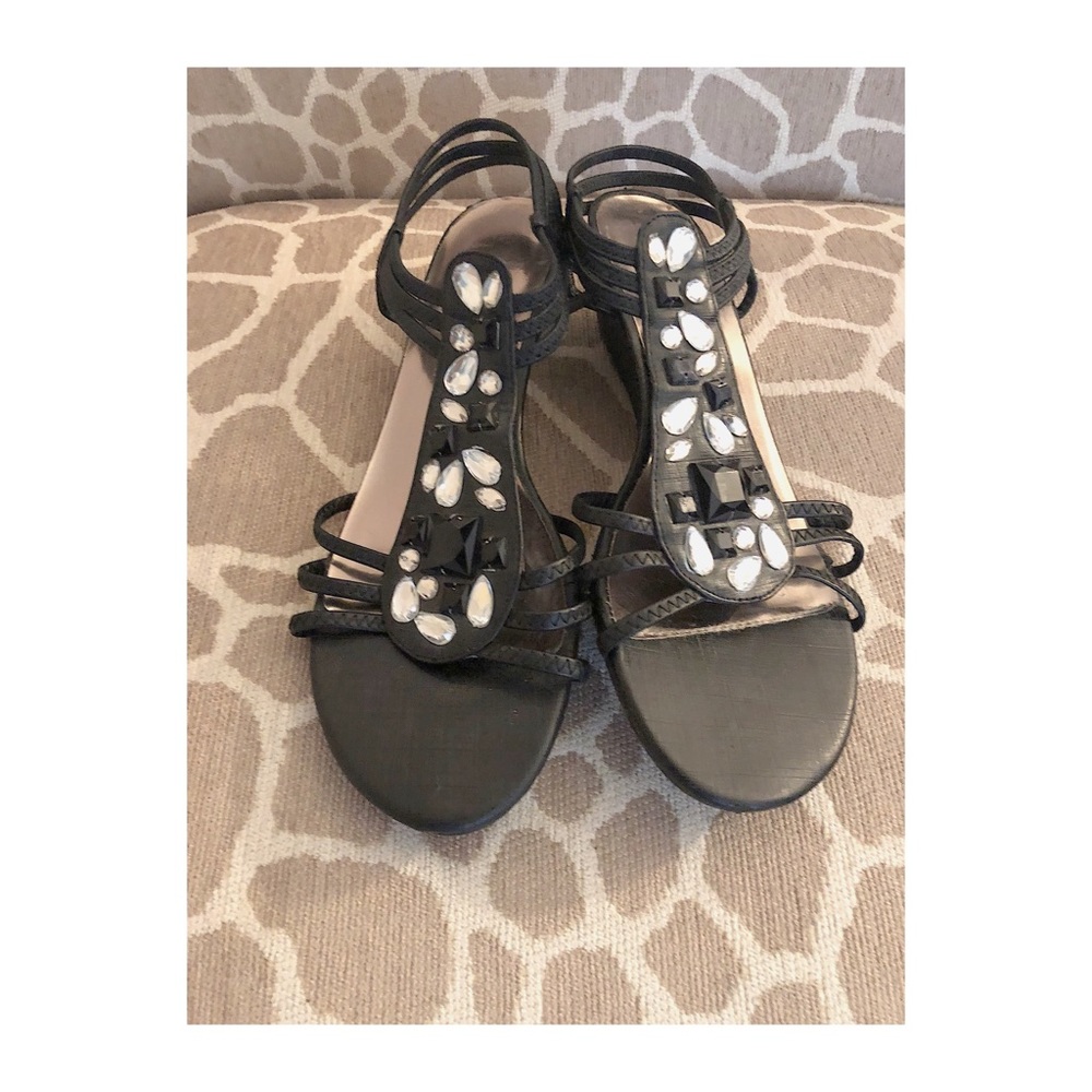 Black Sandals w/ Gem Stones